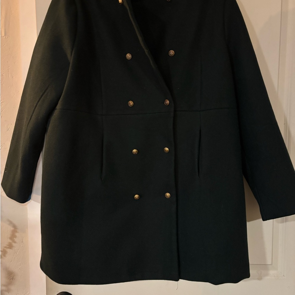 Chic Soul Dark Green Double-Breasted Pea Coat